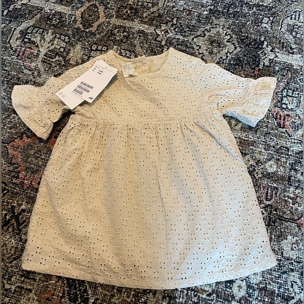 H&M eyelet baby girl ivory dress